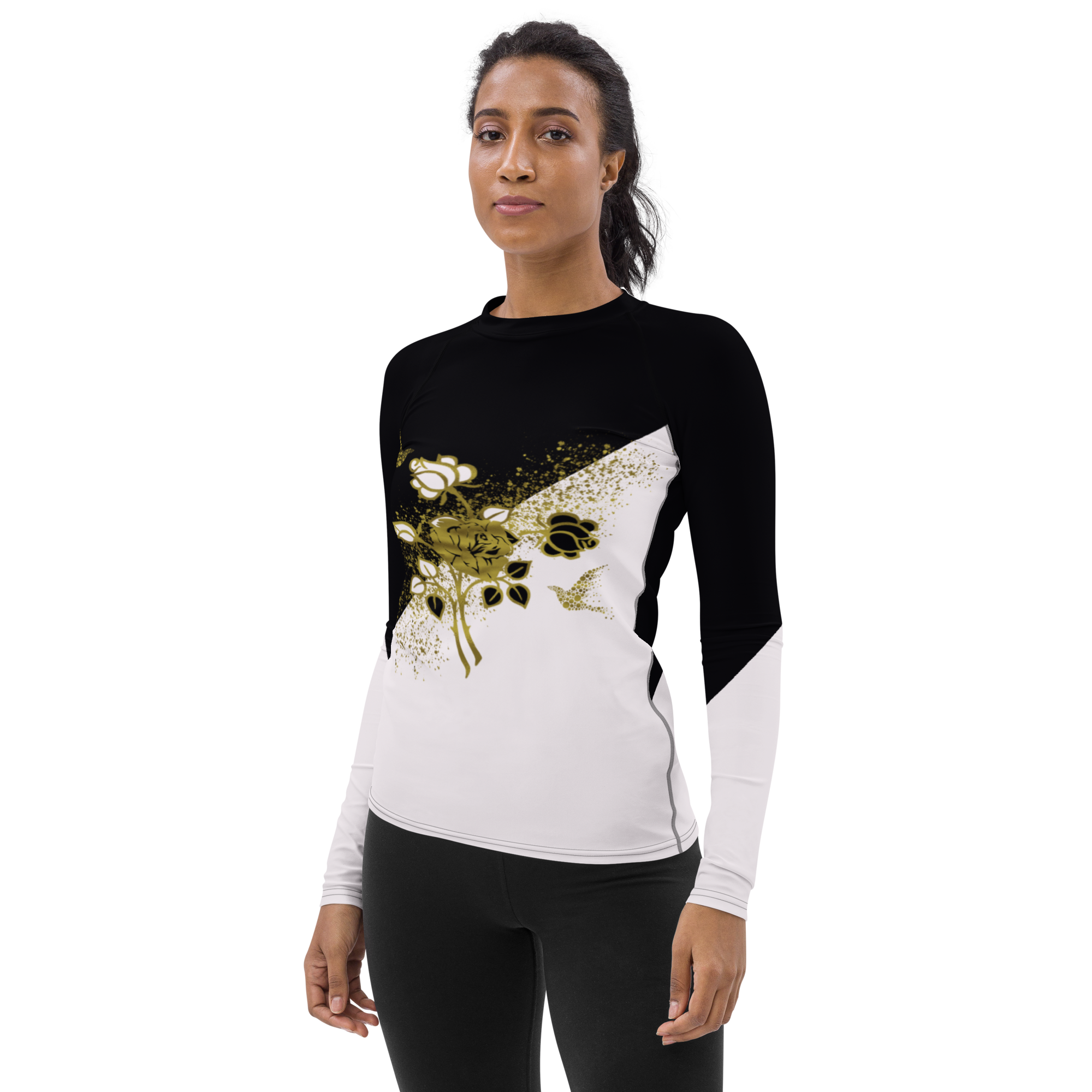 all-over-print-womens-rash-guard-white-left-6335cf63b7aad.png Women's Rash Guard - Image 3
